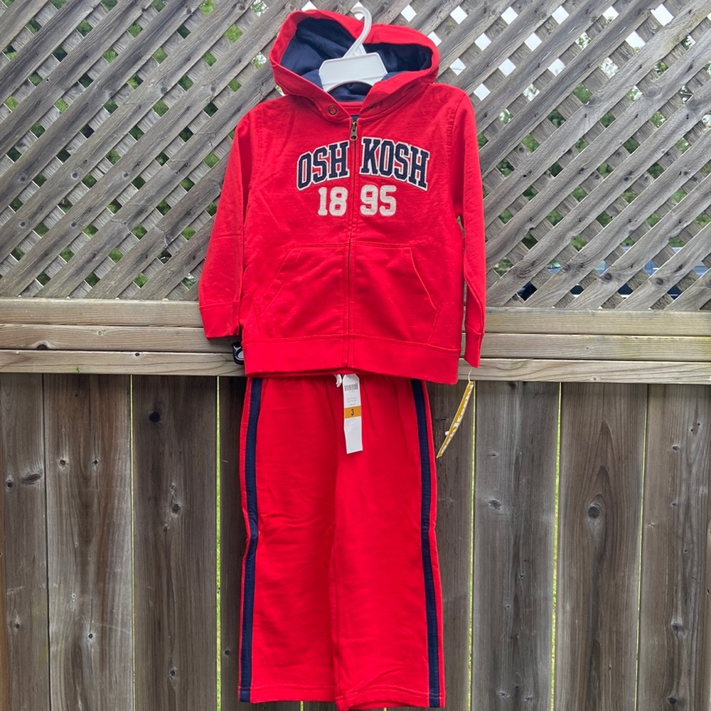 B1G2F 🚨 Oshkosh track suit boys French terry hoodie and wide leg pant